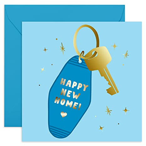 Central 23 - Cartes de vœux pour nouvelle maison – Carte de félicitations – « Happy New Home » – Jolie carte de pendaison de crémaillère pour amis – Livré avec des autocollants amusants