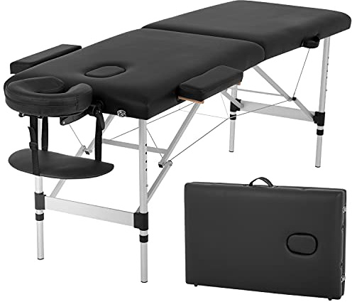 BestMassage Aluminium Massage Bed Portable Massage Table 24 inch Wide Lash Bed Height Adjustable 2 Folding Spa Table with Non-Woven Bag for Spa Footmassage Facial CareSpa Tattoo