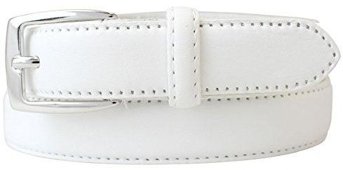 BELTINGER Kinder-Gürtel aus Vollrindleder 2,5 cm | Ledergürtel für Mädchen 25mm | Schmaler Gürtel in Kleid Rock 25mm | Weiß 55cm