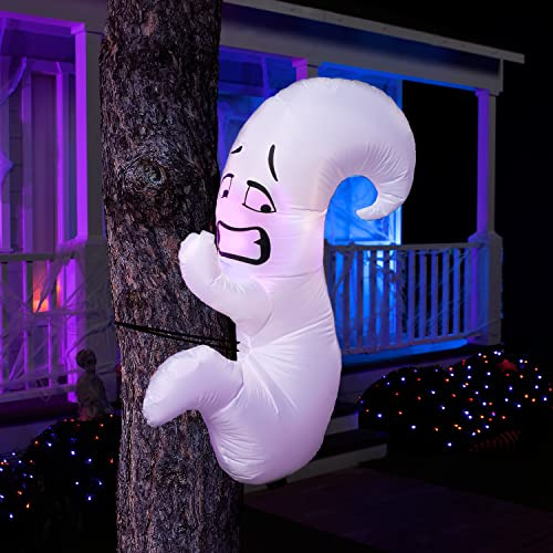 Joiedomi 4 FT Hoher Halloween Aufblasbarer Geisterbaum mit eingebauten LEDs, Blow Up Cute Ghost Tree Hugger Aufblasbare Hofdekoration für Halloween Party Indoor Outdoor Garden Rasen