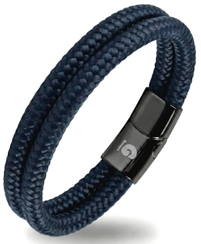 Segelrep armband flätat nautiskt med magnetlås rep armband maritimt surfararmband Galeara Noa, 205, tyg