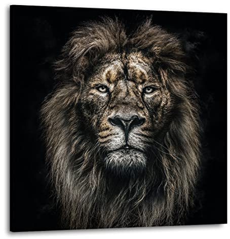 Kunstgestalten24 Leinwandbild Löwe Modern Style Kunstdruck Tier Bilder Wanddekoration XXL