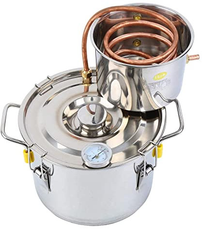 ANZAGA Kit per la Produzione di Vino in Acciaio Inossidabile, Kit per la Produzione di Birra Fatta in casa con Caldaia a Tubi di Rame,6l/1.5gal