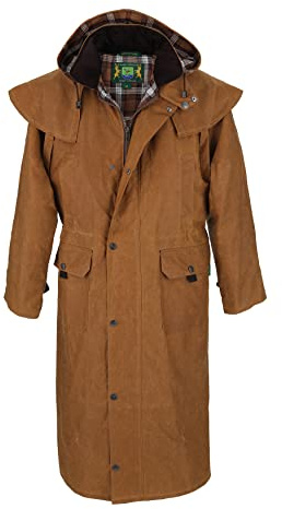 Hunter-Outdoor Unisex Endinburgh vaxjacka kappa kappa lång jacka, SOLBRÄNNA, XXL