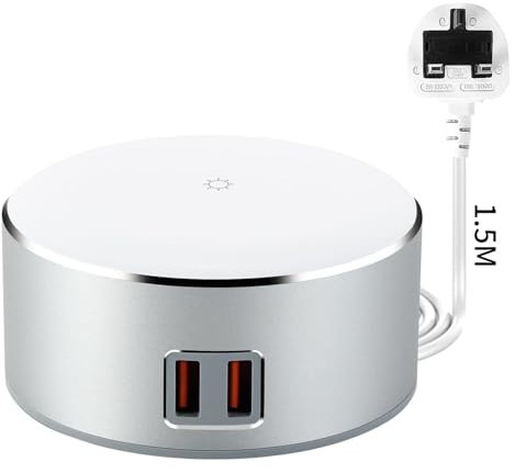 MINGWU Smart Touch Control Nightstand Lamp with 3-Level Brightness, Dual Quick Charge Ports - 5W LED Bedside Lamp for Bedrooms, Guest Rooms, and Living Rooms