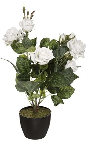Silumen Planta Artificial Decorativa Rosal Terciopelo 43cm - Blanco