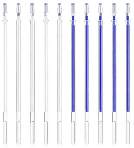 LABUYI 10 Stück Trickmarker, Selbstlöschend, Nähen, Schneiderkreidestift, Markierstifte, Stoff Markierstift, Hitze Löschbar, für Schneider, Nähen, Quilten (Weiß+Blau)