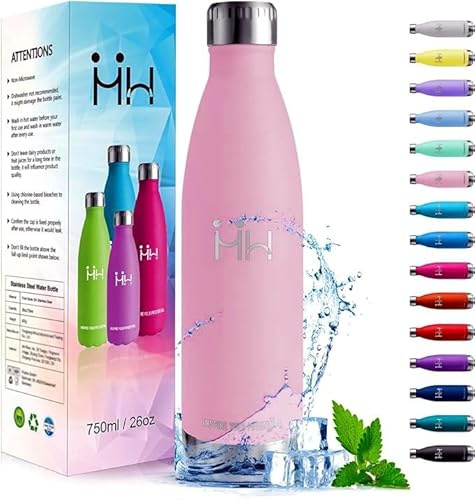 HoneyHolly Gourde Isotherme - 750ML - Gourde Inox isolé à Double Mur, Gourde Sport sans BPA, Bouteille Isotherme Étanche, Processus de revêtement en Poudre - Pour Boissons Chaudes Et Froides