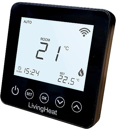 Wi5 Smart Wi-Fi Electric Underfloor Heating Thermostat in BLACK - Programmable - Alexa/Google Home/Smart Life Compatible