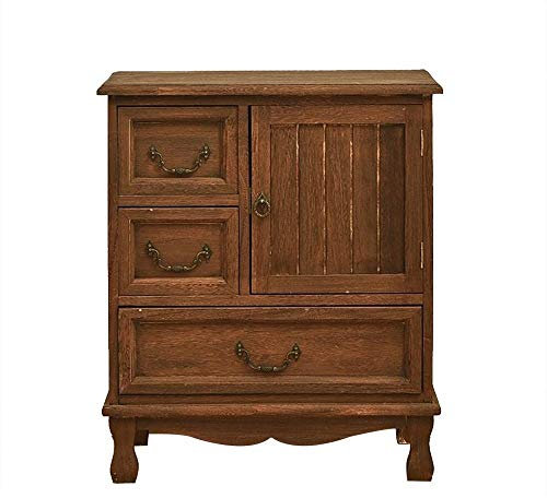 Akzenttisch, Nachttisch, Schlafzimmer-Nachttisch, Alter Holzschrank, Nachttisch mit Spind, große Schublade, Spind mit großem Fassungsvermögen, Kleiner Tisch mit Rahmenstruktur für Schlafzimm