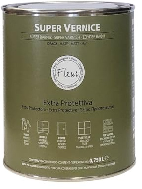 FLEUR DESIGNER'S PAINT | Vernice Monocomponente Ad Alta Resistenza, Extra Protettiva, 750ml, Trasparente Opaca, a Base Acqua, Ideale per Pareti, Mobile, Porte, Piastrelle, Top Cucina, Made in Italy