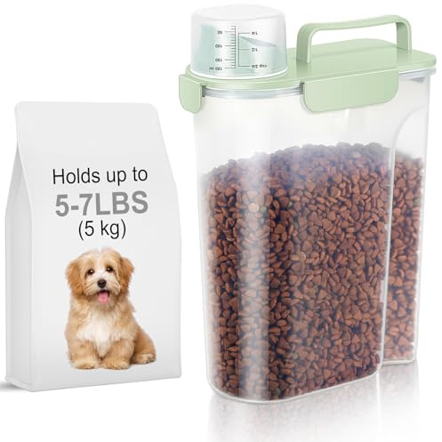 LEAWALK 5-7Lbs Airtight Dog Cat Pet Food Storage Container-Light Green