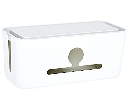 WAOCEO Kabelmanagement Große Leistungsstreifen oder Surge-Protektoren Abnehmbare Kunststoffkabelmanagementkastenkabel-Organizer-Kasten mit Vorder- und Seitenöffnung, weiß/grau Kabelbox (Color : B)