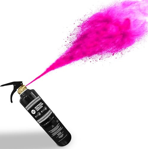 POLVO HOLI - Extintor de colores de 1kg de polvo holi - Extintor tamaño pequeño de polvo de colores para tu fiesta Holi, Baby Shower, evento, carrera holi, fiesta, cumpleaños (Rosa)