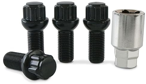 Precision - Black Locking Wheel Bolts - Compatible with VW Transporter T4 - M14 x 1.5 x 26mm - R13 Radius - SFP