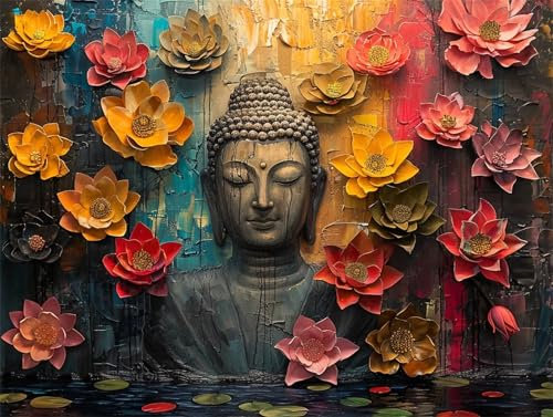 Zen Malen Nach Zahlen Erwachsene, Blumen Malen Nach Zahlen Kinder Klein 20x30cm, DIY Set Erwachsene Handgemalt Leinwand Ölgemälde, Acrylfarben mit 3 Set Pinseln, Zimmer Deko Aesthetic Geschenke -Y650