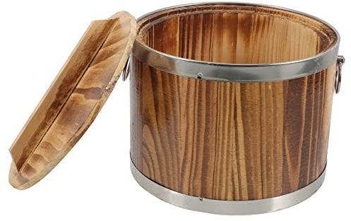 MAGICLULU Tapa de Cubo para Almacenar Arroz Vaporera de Arroz de Madera Recipiente para Arroz de Cocina Cubo Multifuncional para Almacenar Arroz Cubo para Almacenar Sushi de Estilo Japonés