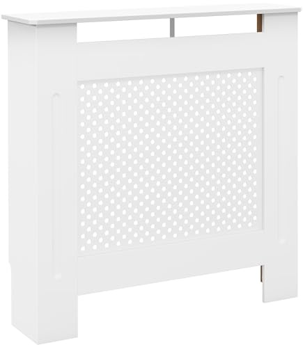 HOMCOM - Cubierta radiador, cubierta radiadora, rejilla redonda, de madera, 78 x 19 x 82 cm, color blanco