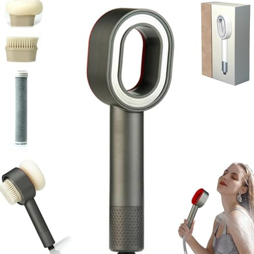 Eevhrqw Filtersonic 3 In 1 Duschkopf Doodle,Hochdruck Duschkopf Mit Filter,Duschkopf Filter Gegen Kalk,Filter Duschkopf,3in1 Duschkopf Mit Schwamm Für Entfernen Vom Harten Wasser (Grey)