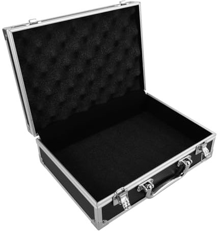 VOSAREA Universal Koffer, tragbare Aluminium Tragekoffer, Transportkoffer klein Werkzeug Aufbewahrungskoffer Schaumstoff Polsterung Werkzeugkoffer, Abschließbar, 29 x 20,5 x 9,5 cm