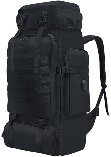 Toguma 80L Zaino Trekking per Uomo Donna con Telaio Interno, Grande Tattico da Viaggio e Computer Portatile per Arrampicata Sport all'aria Aperta (Nero)