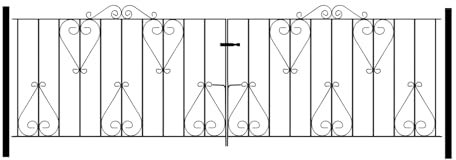 Classic Scroll Metal Garden Driveway Gates Galvanised Wrought Iron Style Gate (3048mm (10ft) Gap x 914mm High CDZP19)