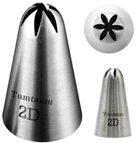 2D Nozzle Large Drop Flower Piping Tip, Large Seamless Stainless Steel Icing Piping Nozzle Tip #2D