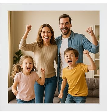 CABBEL – Cornice foto 25x25 cm in bianco – Design moderno quadrato – Acrilico infrangibile & retro robusto – Da parete o da tavolo – Ideale per foto 25x25 cm – Confezione da 1