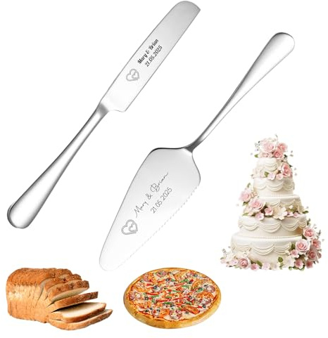 FKF Tortenheber inkl. Tortenmesser im Set mit Gravur, Individueller Name | das als personalisiertes Geschenk zur Goldenen Hochzeit für Geburtstage und Jubiläen verwendet werden kann