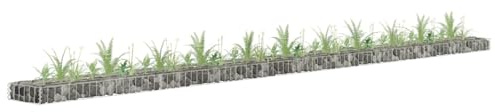 HaoChrymec Gabbione Rialzato in Acciaio Zincato, Struttura Metallica per Bordure Giardino, Fioriera da Esterno Resistente, Design a Maglie per Pietre e Piante, 450 x 30 x 10 cm