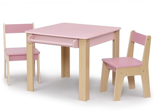 Delta Children - GapKids Table and 2 Chair Set with Paper Roll Holder - Greenguard Gold Certified, Blush Pink