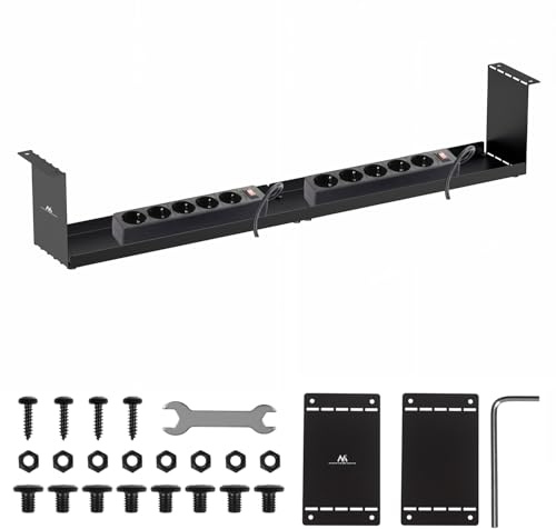 Maclean MC-107 Kabel Organizer 85 cm aus Stahl | Untertisch Kabelsammler Schraubbefestigung 5 kg Tragkraft | Kabelmanagement für Schreibtisch Büro Home Office Kabelhalter Kabelwanne Kabelkorb