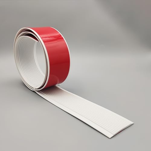 Coayuou Treppenkantenprofil Laminat PVC 20M Profilleiste Selbstklebend Rutschschutz Treppe Rutschfest & Sicher Schutz Für Ihre Stufen, Ideal Für Familie Und Haustiere(Weiß,80mm)