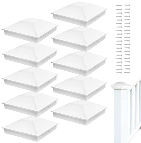 Yplkm Chapeaux De Poteau De Clôture - Couronnes De Pilier 10X10 - Protecteur Décoratif 10 Pièces Blanc Résistant aux UV pour Véranda Patio Extérieur