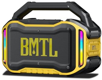 XDOBO Job Rugged Bluetooth Speaker, 10-20H Playtime, Heavy Bass Worksite Speaker, LED Lights, USB, AUX, Headphone Jack, 6.5mm Mic Input, Outdoor Construction Speaker - Yellow