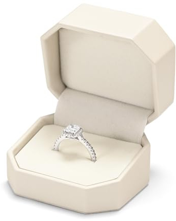 Oirlv Pu Leder Beige Ring Box,Ringschatulle,Ring Schatulle,Ringbox Hochzeit,Verlobung,Vorschlag