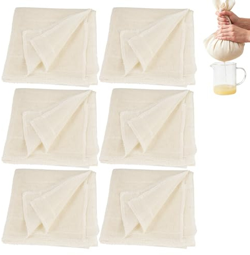 6 Piezas Telas Filtrantes Reutilizable, Colador de Tela Ultrafina Lavable 60 x 60 cm Paños de Muselina para Cocinar Sin Blanquear, Cheese Cloth, Tela para Queso de Algodón para Tofu, Queso, Jugo