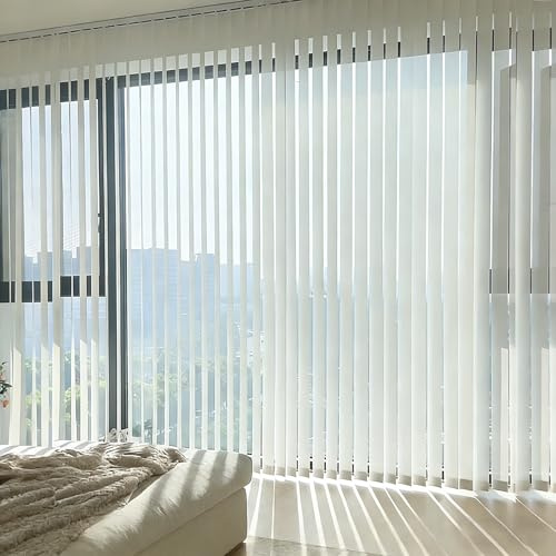 Tende Verticali Oscuranti in Tessuto per Finestre Grandi, Tende a Lamelle Verticali in Tessuto Bianco con Isolamento Termico, 60-250cm Veneziane per Ufficio o Casa, Protezione Privacy(W110xH140cm)