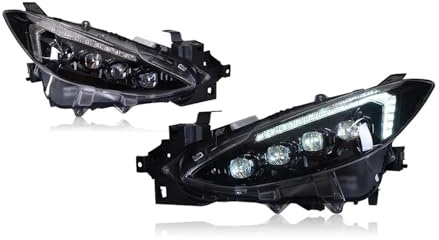 IEJPEQWW Luces de coche Compatible con faros Mazda 3 Axela 2014-2016, proyector, lámpara de cabeza, luz de circulación diurna, accesorios automotrices