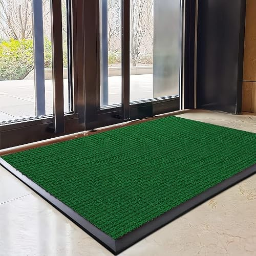 Kraftig halkfri entrématta - lågprofil inomhus/utomhusskrapa för hemskolor kaféer och företag - golvmatta (100 x 120 cm grön)