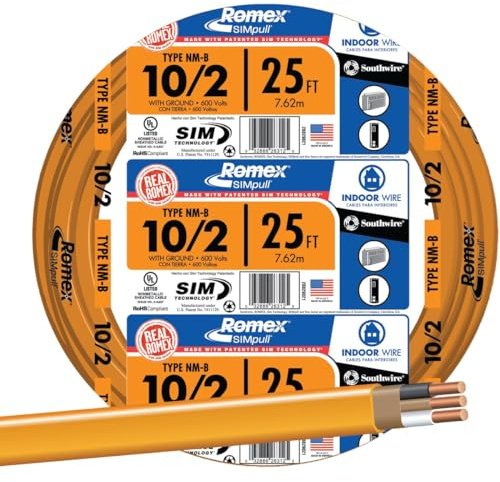 Southwire Romex™ Brand Simpull Solid Indoor 10/2 W/G NMB Cable 25ft coil - SW 28829021