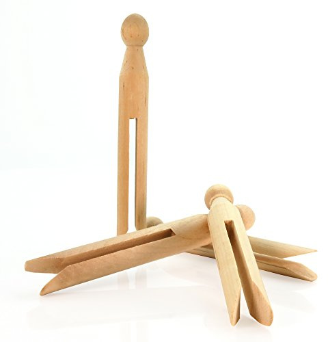 96 Traditionelle Rundkopf Wäscheklammern aus Holz - 11cm lang - Hangerworld