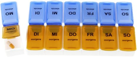 TIGA-MED Pillendose Morgens/Abends | extra große Fächer | Tage abnehmbar | Tablettenbox für 7 Tage | Medi Box Medikamenten Dosierer