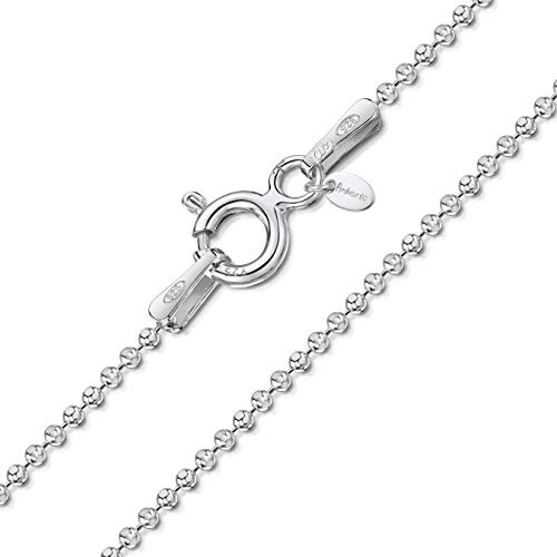 Amberta 925 Sterling Silber 1 mm Kugelkette für Damen und Männer | Silber Kette Damen 925 für herren und Damen | Hundemarke Kette Herren Silber | Halskette Damen Silber 925