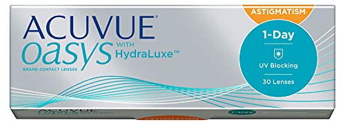 ACUVUE OASYS 1-Day for Astigmatism Kontaktlinsen – Tageslinsen mit komfortablem Tragegefühl – -3,25 dpt, Cyl -0,75, Ach 180 & BC 8.5 – Mit UV Schutz & Austrocknungsschutz – 30 Linsen