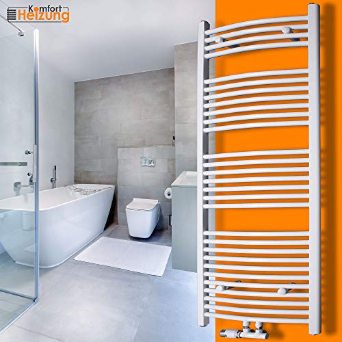 Gulfstream Komfort Badheizkörper 1600 x 600 mm in Weiß gebogen Hochwertiger Handtuchheizkörper Handtuchwärmer