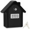 Boite a Cle Securisee Mural Boite a Clé avec Code Numérique & Clés d'urgence, Grand Key Safe Box Format XL Coffre a Clef Extérieur pour Maison, Bureau, Usine, Garages (Noir)