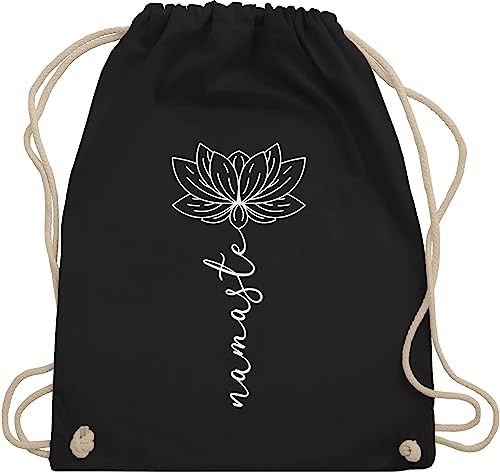 Turnbeutel Rucksack - und Wellness Geschenk - Namaste Lotusblüte Yoga Chakra - Unisize - Schwarz - welness geschenke meditation joga stoffrucksack yoga-tasche spirituelle blume sportbeutel flower