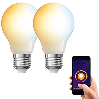 XANLITE | Pack de 2 Ampoules LED connectées SMD E27 A60 Opaque 9W cons. Variation de luminosité | PACK2KE806GCCT