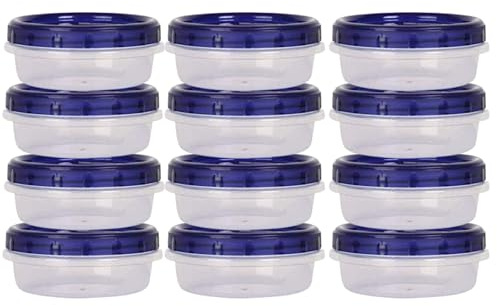 HomeyGear (8oz / 235 ml) 12 Pack Tupperware Twist Top Food Storage Deli Containers, Leak-Proof Airtight Canisters with Screw & Seal Lids, Stackable Reusable Kitchen Essentials Snack - BPA Free